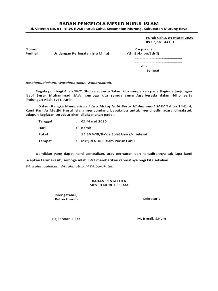 Contoh Undangan Isra Mi'raj | PDF