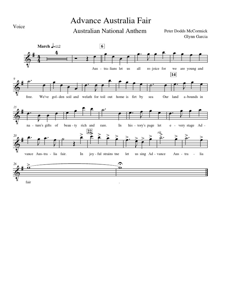 Advance Australia Fair Australian National Anthem Oceanian Anthems
