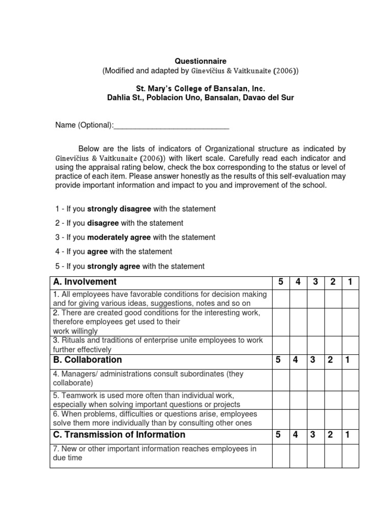 WHAT IS ADAPTED QUESTIONNAIRE IN RESEARCH EXAMPLE intelligence overview