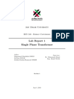 Lab Report 1 Single Phase Transformer: Abu Dhabi University