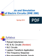 Analysis and Simulation of Electric Circuits (EME 208) : Spring 2011