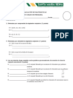 Evaluación de Matemática 5 Grado de Primaria