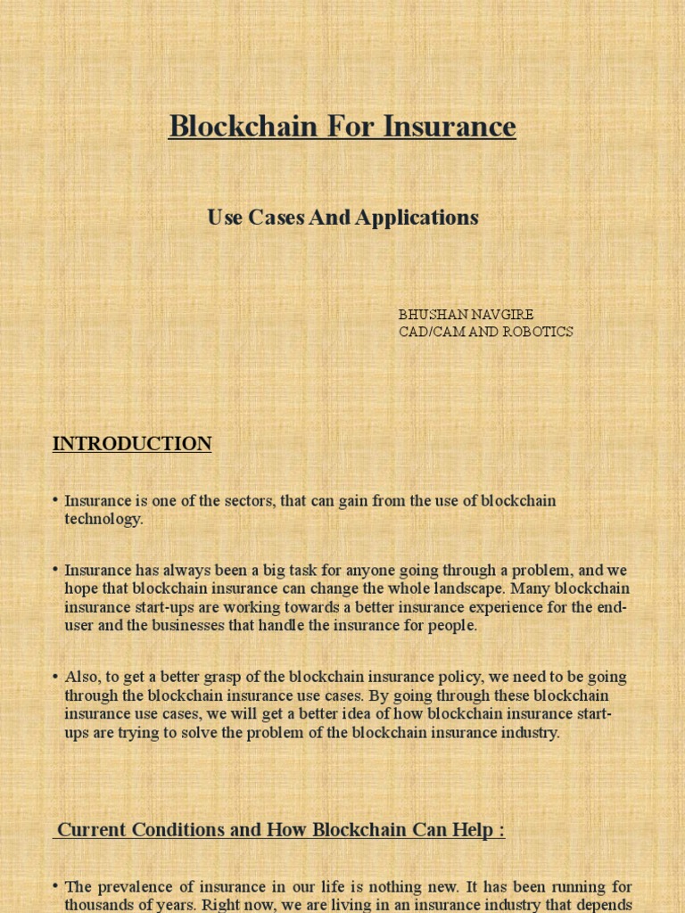 Blockchain Applications in Insurance | PDF | Insurance | Cryptocurrency