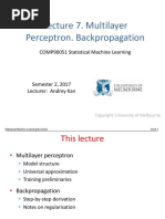 Lecture 7. Multilayer Perceptron. Backpropagation: COMP90051 Statistical Machine Learning