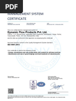 Management System Certificate: Dynamic Flow Products Pvt. LTD