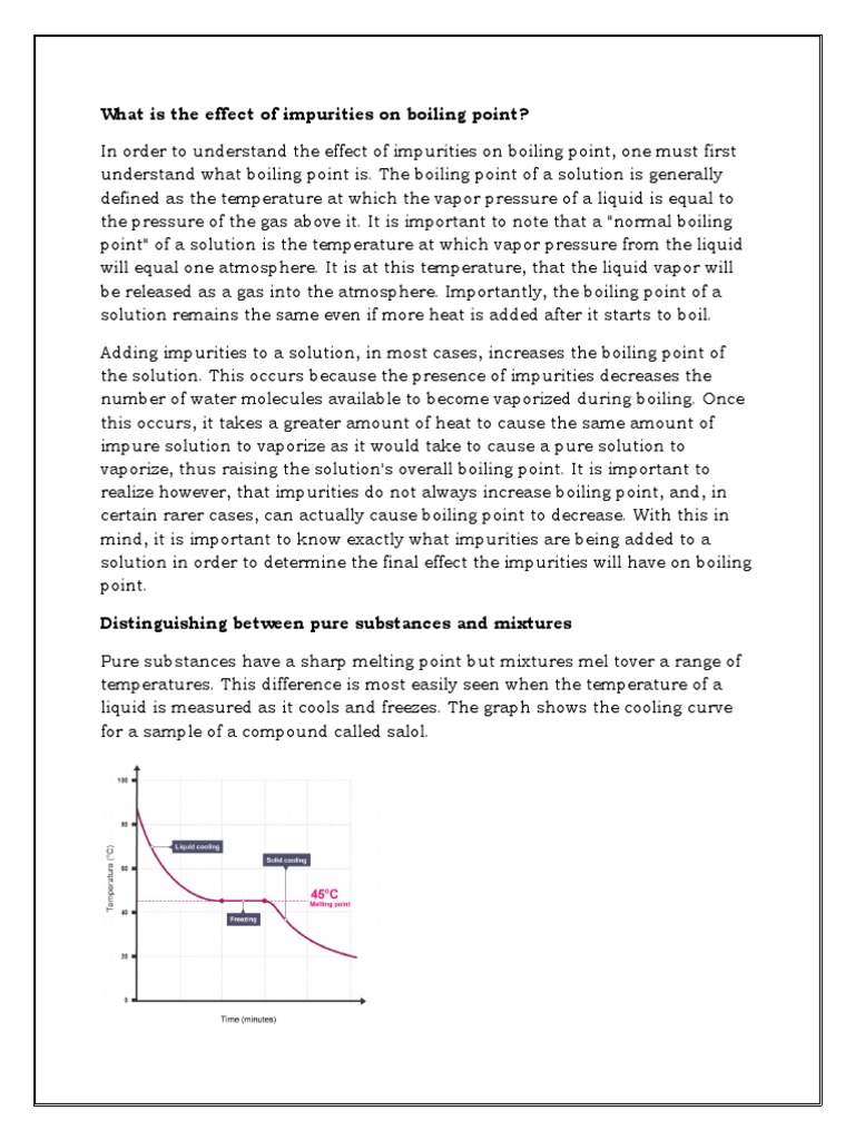 What Is The Effect of Impurities On Boiling Point? PDF Boiling