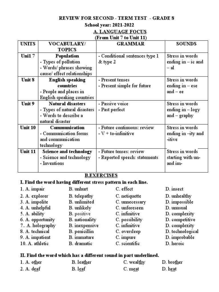 Grade 8 Second Term Test Review | PDF | Water | Tropical Cyclones