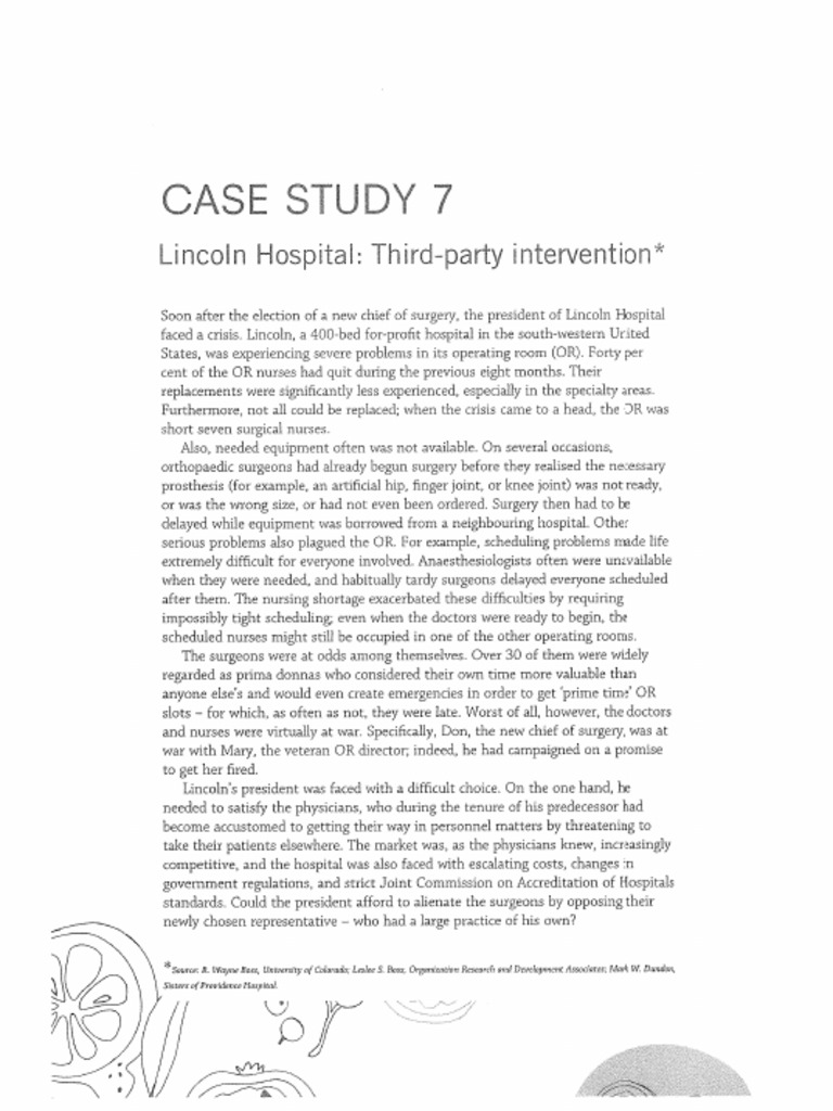 lincoln hospital case study answers
