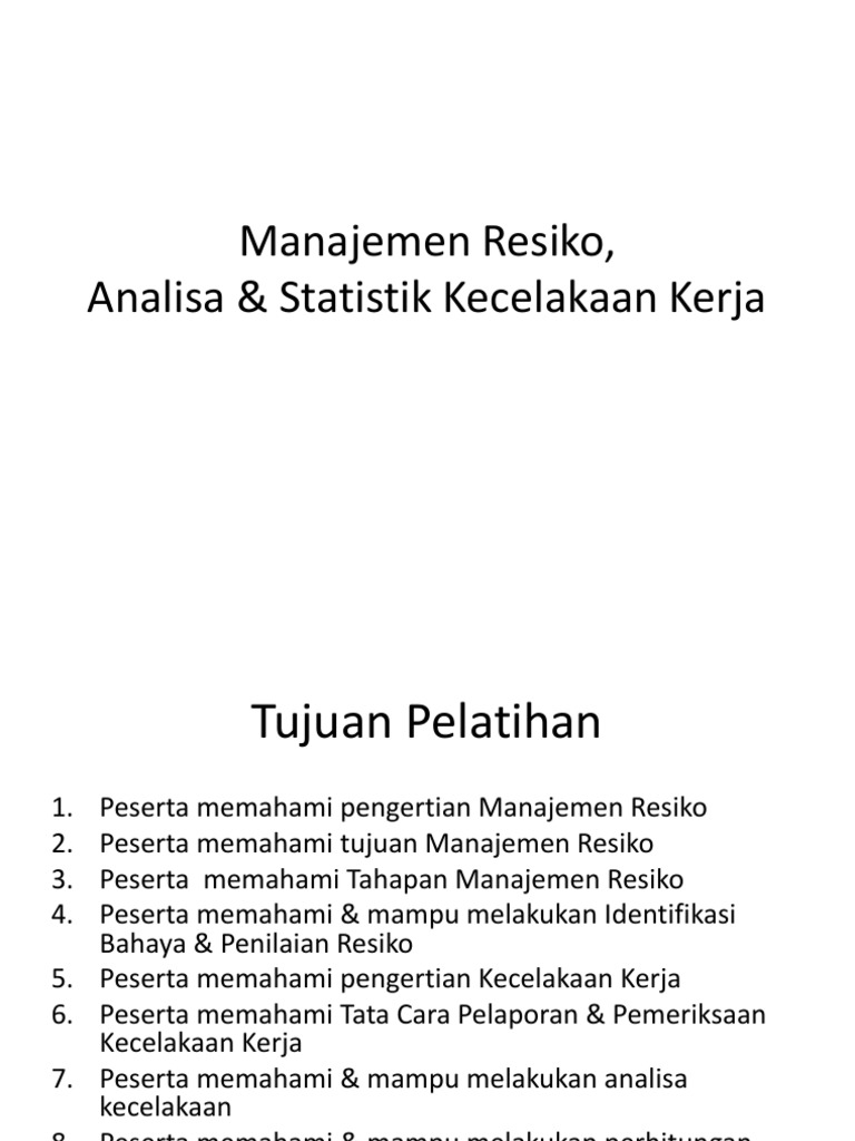 Manajemen Resiko Analisa Statistik Kecelakaan Kerja Pdf
