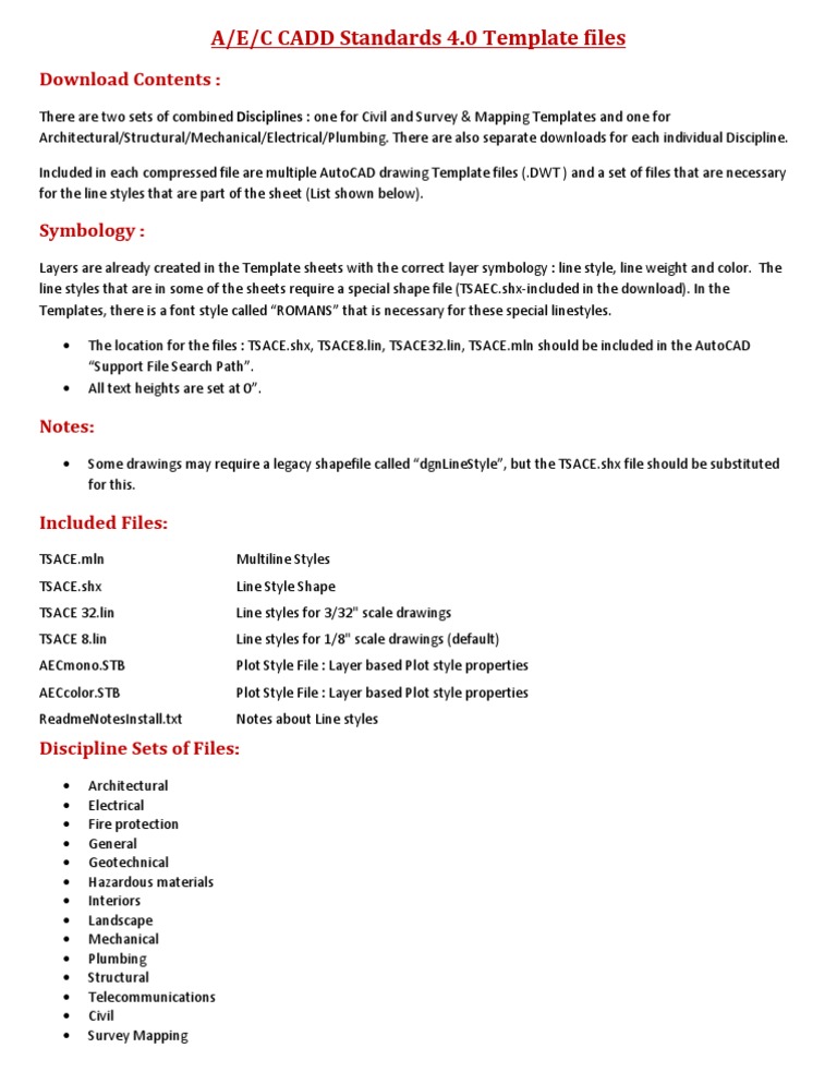 A/E/C CADD Standards Template Files | PDF | Technology & Engineering