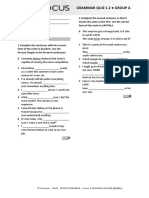 Grammar Quiz 1.2 Group A: © Pearson 2020 Photocopiable Focus 3 Second Edition
