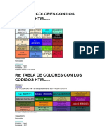 Tabla de Colores Con Los Codigos HTML