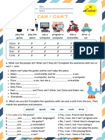 Can and Cant English Worksheet PDF