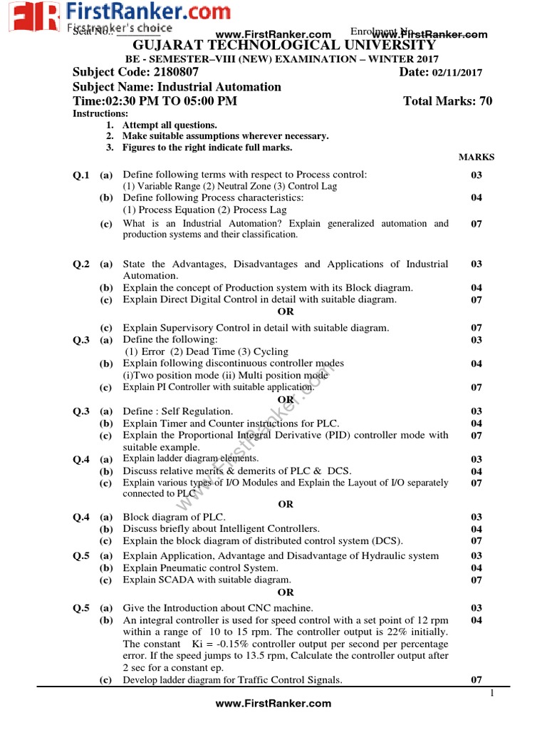 Industrial Automation Exam Guide | PDF | Programmable Logic Controller ...