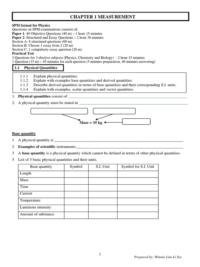 Chapter 1 Measurement: 1.1 Physical Quantities | PDF | Velocity | Force