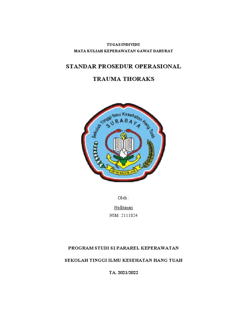 Sop Trauma Thoraks | PDF