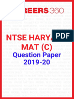 NTSE Haryana 2019 20 MAT C Question Paper