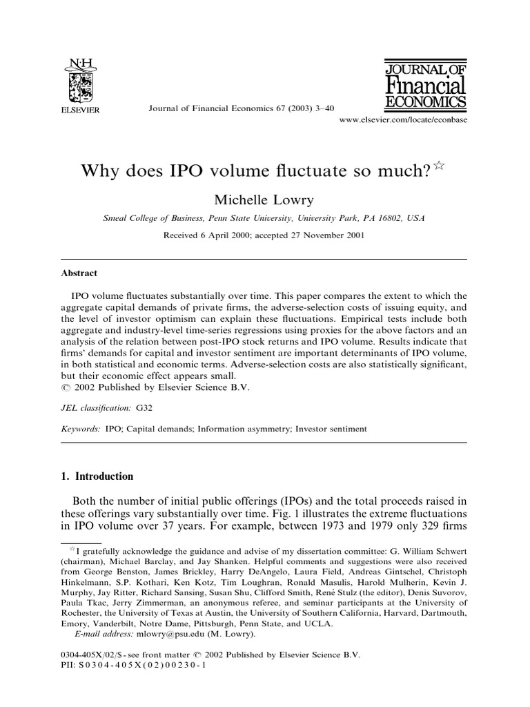 Why Does Ipo Volume Fluctuate So Much PDF Stocks Initial Public Offering