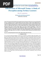 Effectiveness of Microsoft Teams: A Study of Perception Among Tertiary Learners