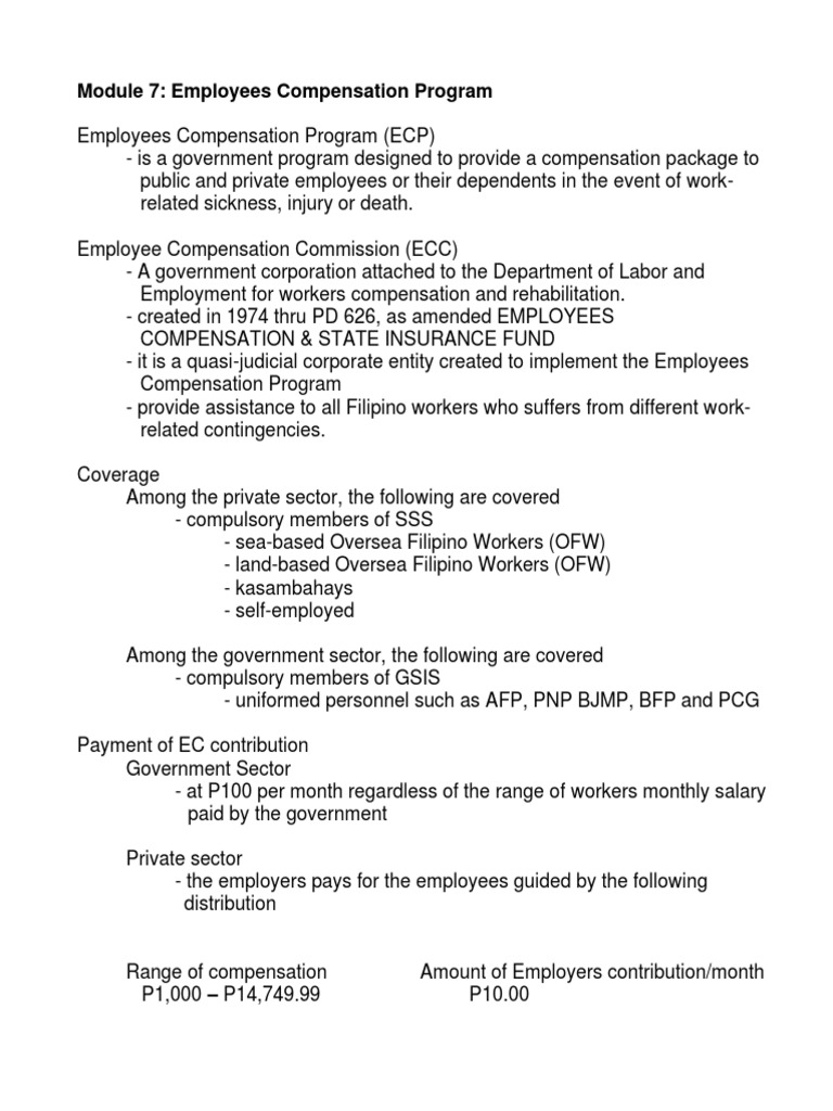 Module 7: Employees Compensation Program | PDF | Employment | Disability