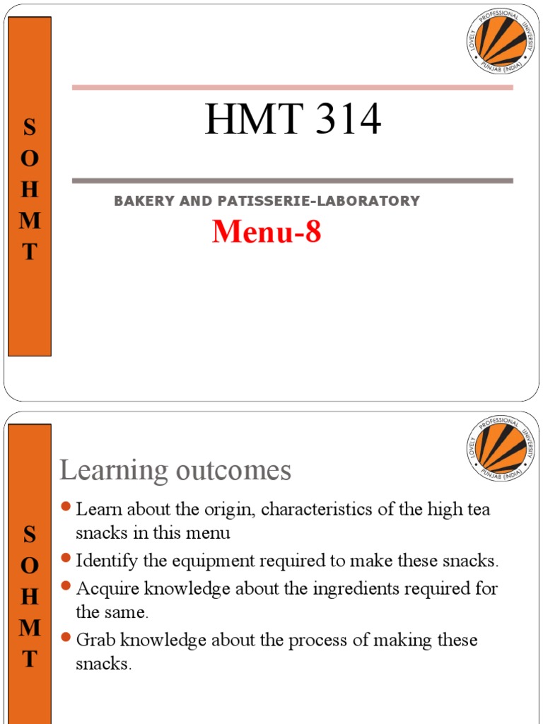 Menu-8: Bakery and Patisserie-Laboratory | PDF | Baked Goods | Desserts