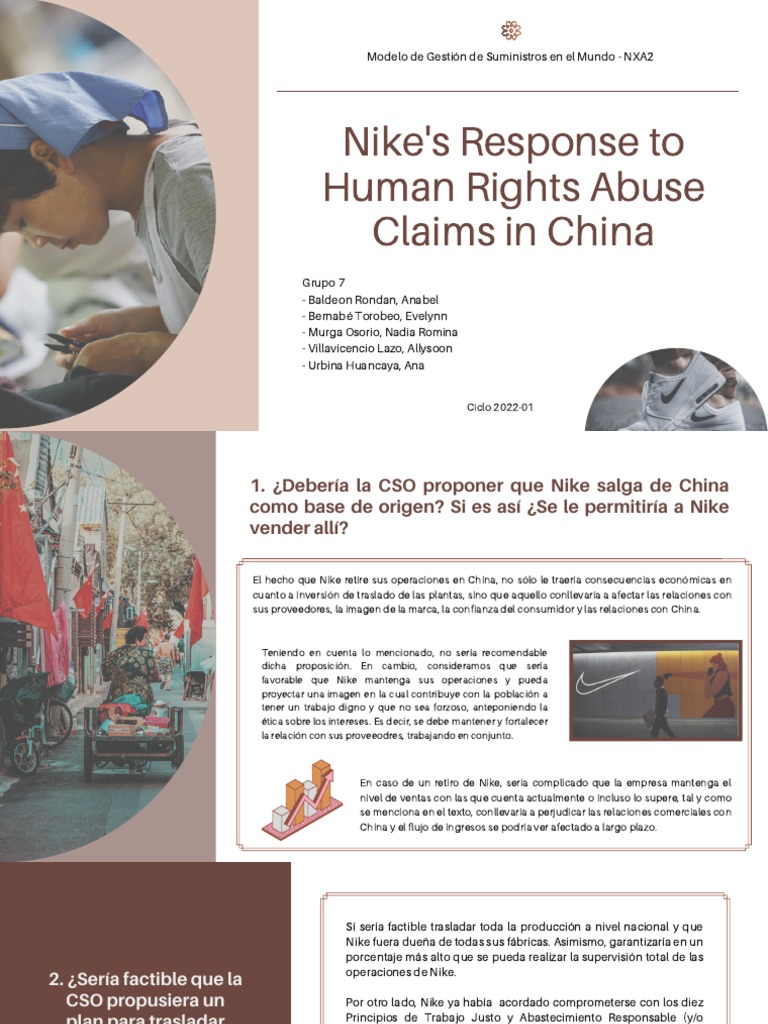 Nike's Response To Human Rights Abuse Claims in China: Modelo de ...