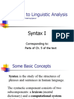 Intro To Linguistic Analysis: Syntax I