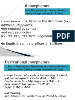 Aula 3 - Deriv. vs. Infl Morphs, Affixes, Grammatical Morphemes, Content and Function Words