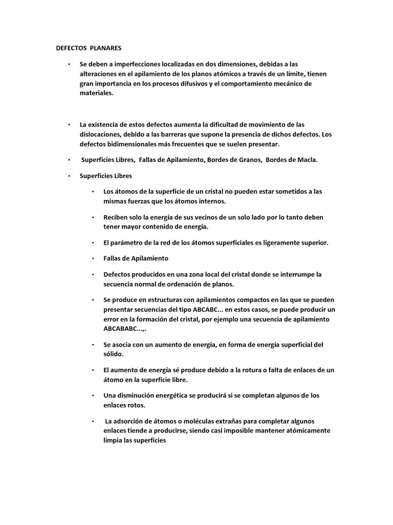 Defectos Planos en Materiales Cristalinos | PDF | Enlace químico | Cristal