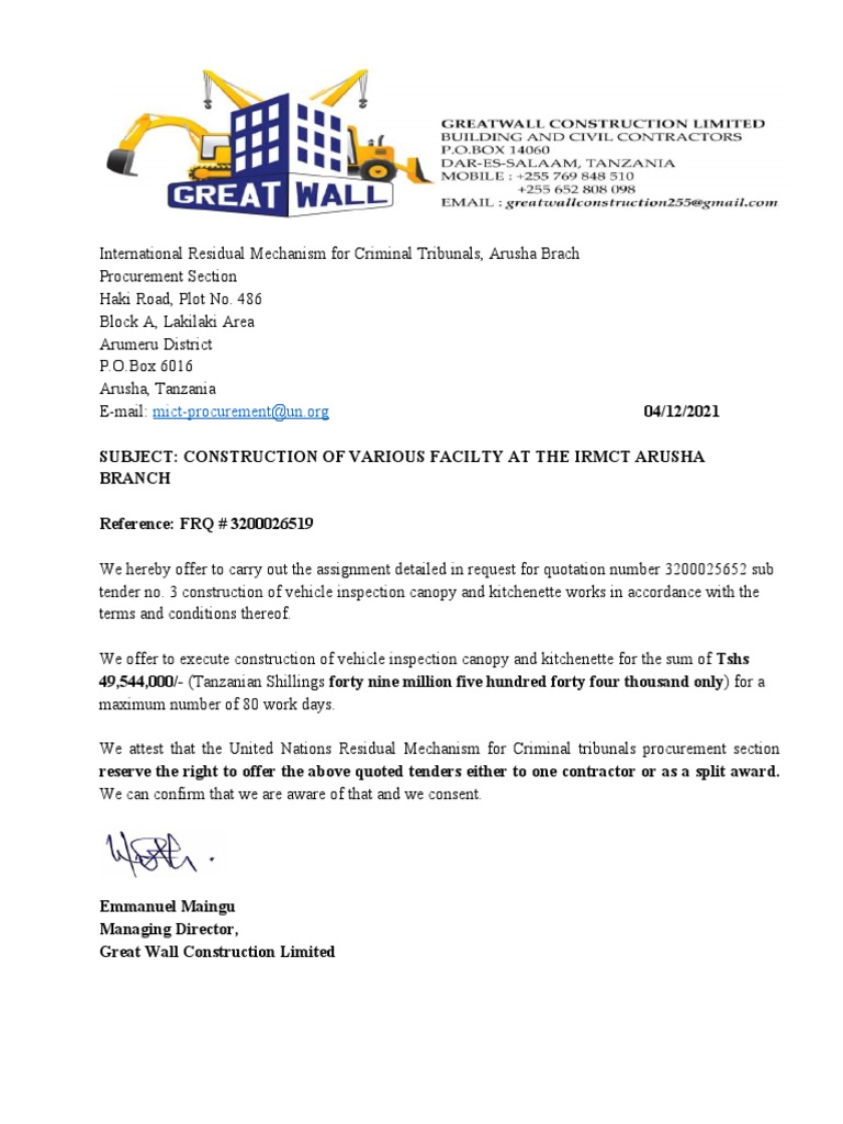 Bid Submission Letter PDF