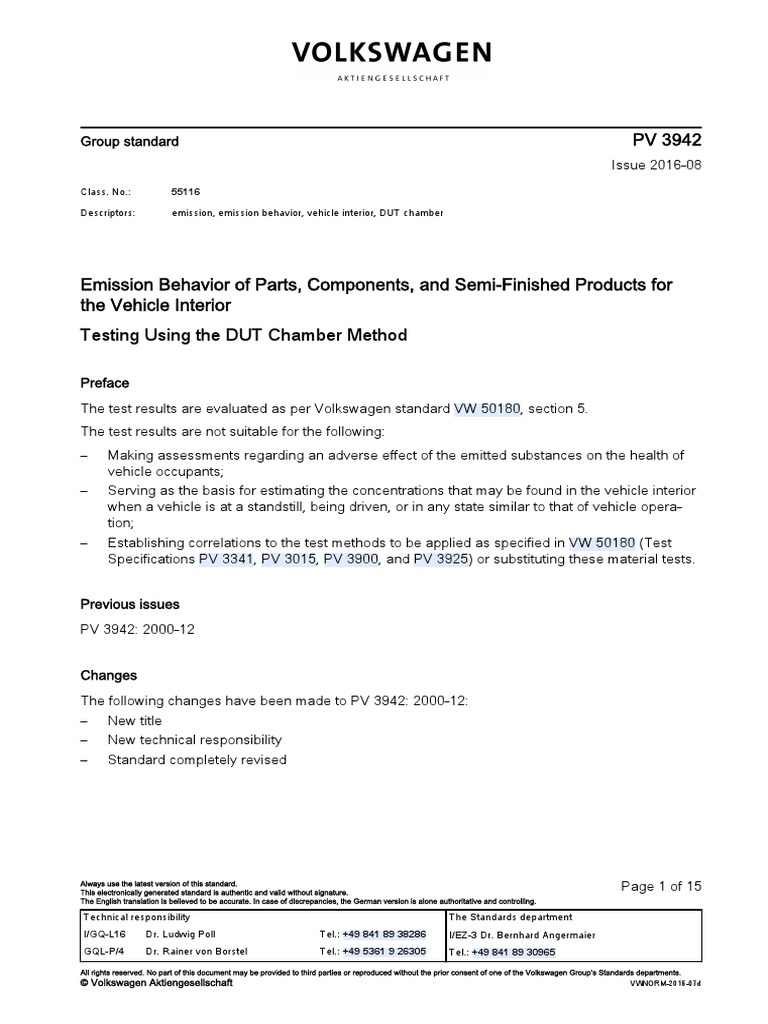 PV 3942 PDF Volatile Organic Compound Gas ChromatographyMass