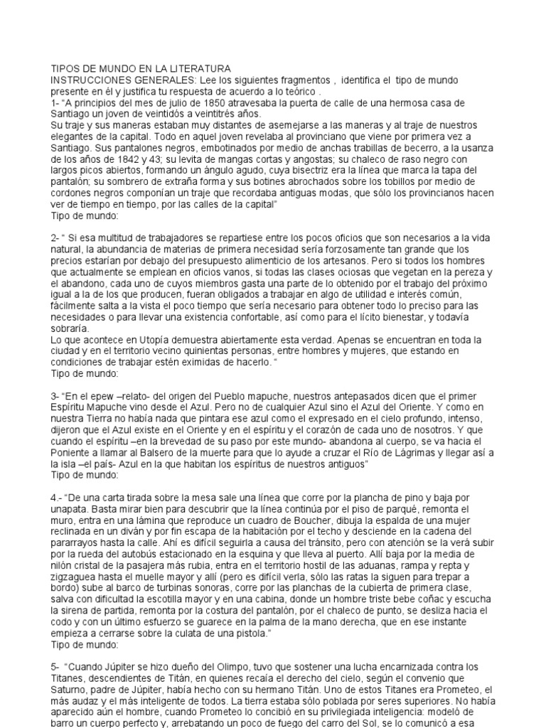 Tipos de Mundo en La Literatura Descargar gratis PDF Fantasía