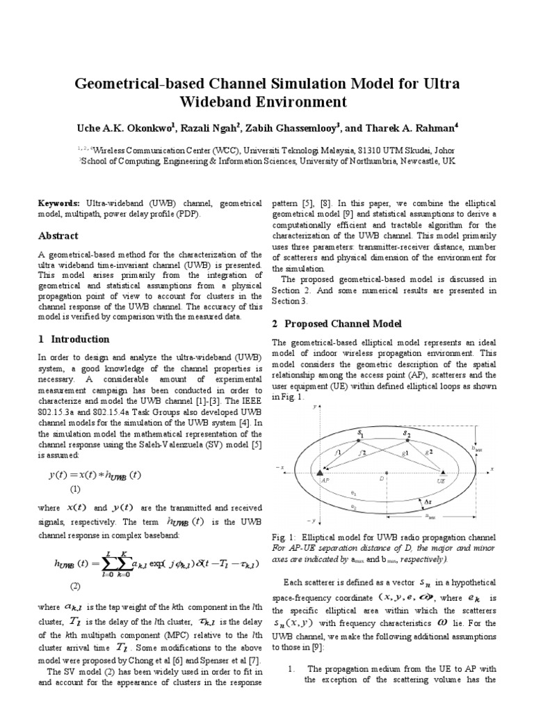 UWB Channel 9 Geometrical Model Analysis | PDF | Ultra Wideband ...