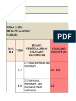 Sekolah Kebangsaan Ujong Pasir Jadual Spesifikasi Ujian (Jsu) Tahun: 4 Arif Nama Guru: Mata Pelajaran: Kertas