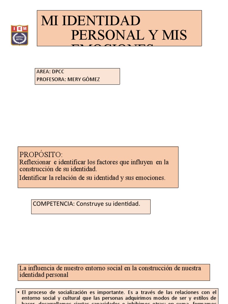 Mi Identidad Personal y Mis Emociones | PDF | Las emociones | Ciencia ...