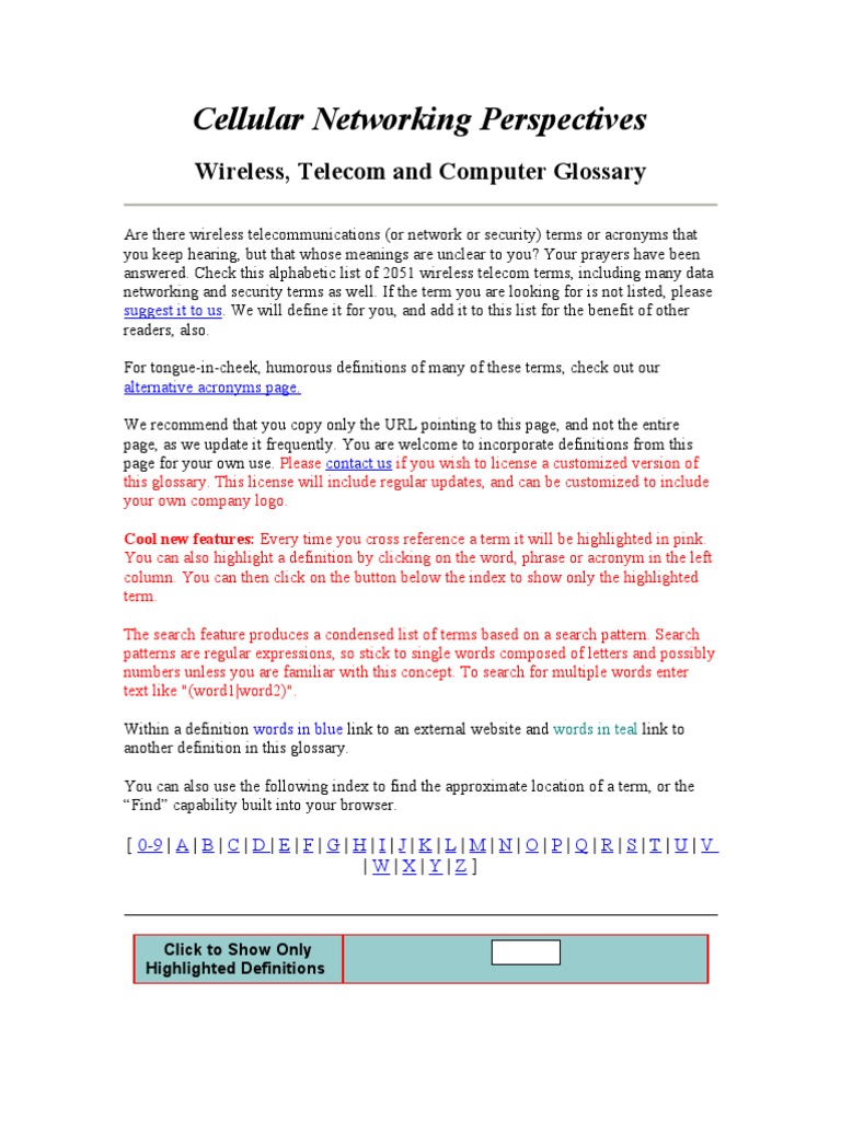 Glossary PDF Ieee 802.11 Wireless Lan