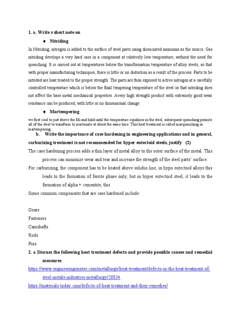 Heat treatment questions PDF Steel Heat Treating