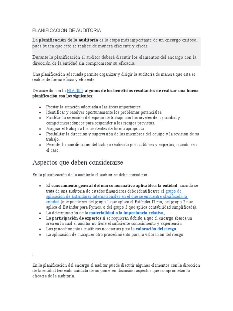 Planificacion de Auditoria | PDF | Auditoría | Contralor