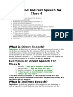 Direct and Indirect Speech Rules for Class 6