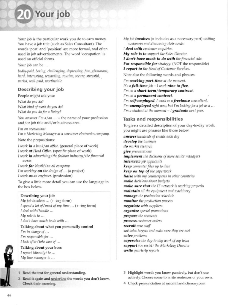 Describing Your Job: My Role | Download Free PDF | Linguistics ...