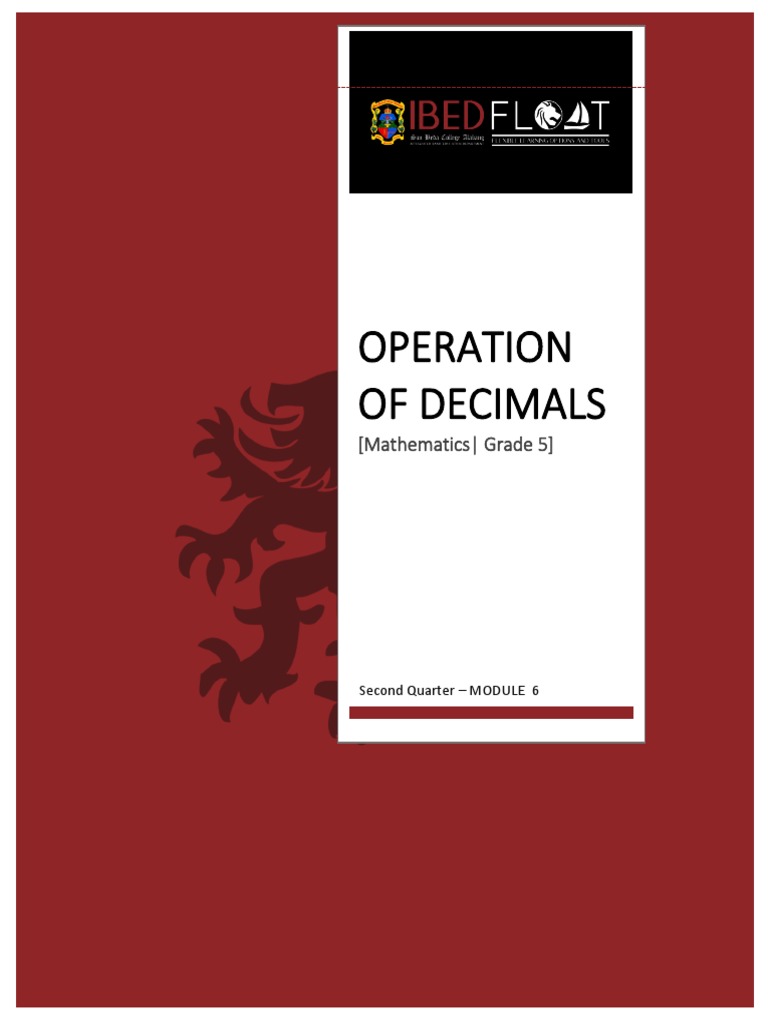 MATH 5 - Module 6 Operation of Decimals | PDF | Division (Mathematics ...