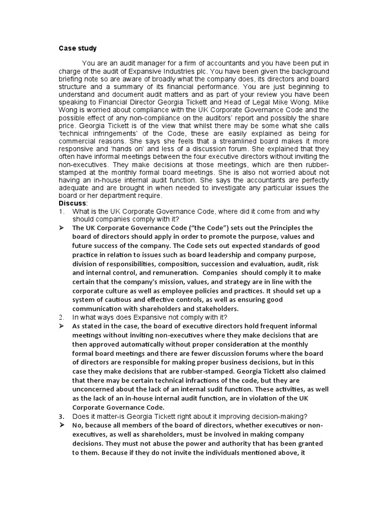 Case Study Pdf Audit Corporate Governance