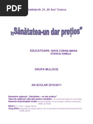 Optional Educatie Pentru Sanatate Grupa Mijlocie