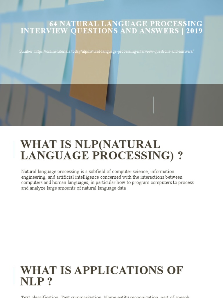 NLP Interview Questions & Answers 2019 | PDF | Word | Linguistics