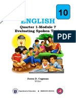 English: Quarter 1-Module 7 Evaluating Spoken Texts