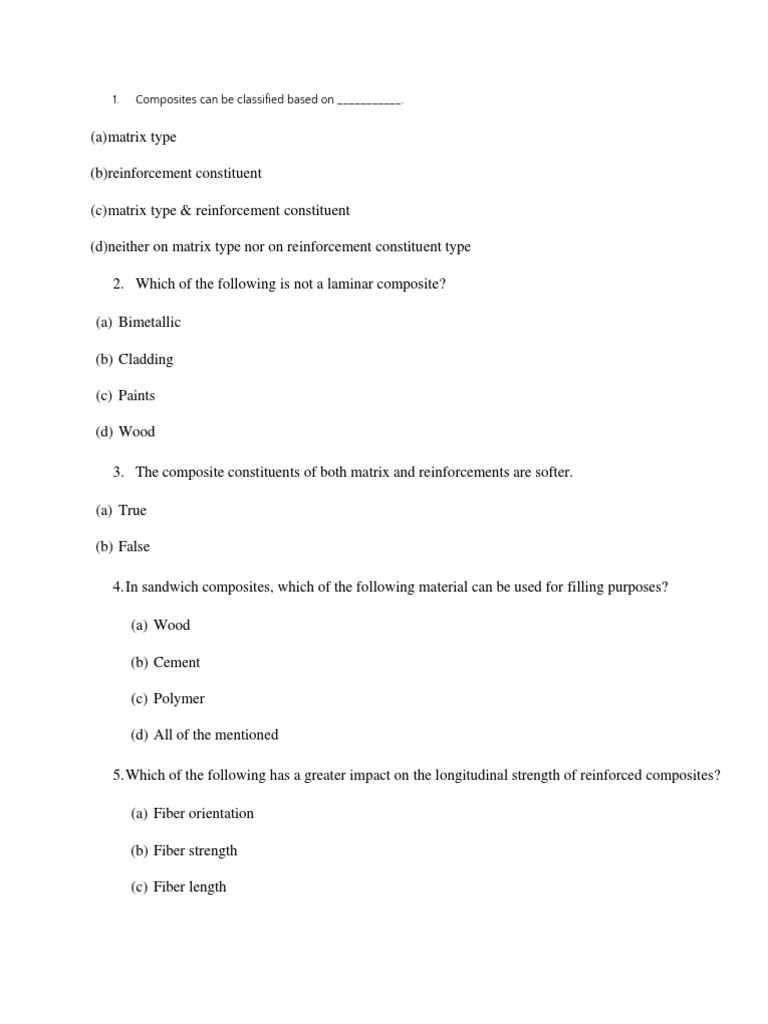 Composites Mcqs Descargar gratis PDF Composite Material Fiberglass