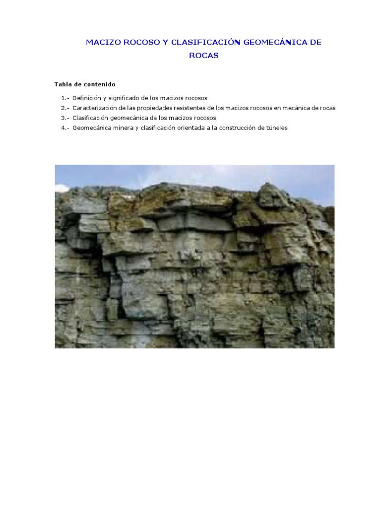 Macizo Rocoso y Clasificación Geomecánica de Rocas | PDF | Roca ...