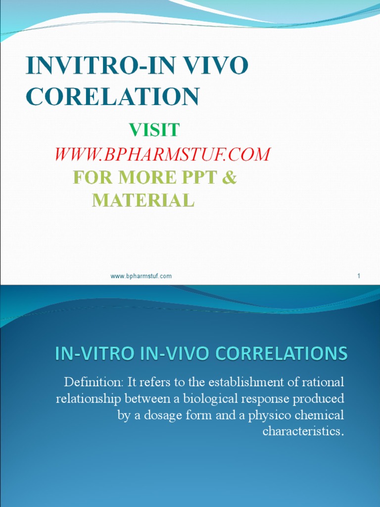 In Vitro in Vivo Correlation 4 | PDF | Correlation And Dependence | In ...