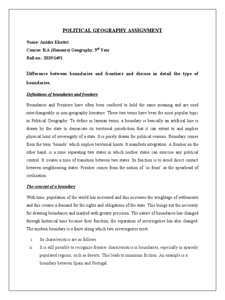 Difference Between Boundaries and Frontiers. Types of Boundaries PDF