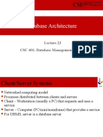Database Architecture Lecture 23 CSC 401